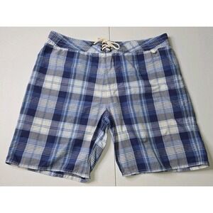 POLO RALPH LAUREN Men's Size 38 Swim‎ Trunks Blue Plaid Beach Pool Lightweight